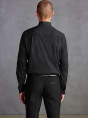 Black Pleated Double Cuff 100% Cotton Dress Shirt With Cutaway Collar - Image 3 of 7