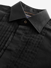Black Pleated Double Cuff 100% Cotton Dress Shirt With Cutaway Collar - Image 6 of 7
