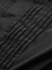 Black Pleated Double Cuff 100% Cotton Dress Shirt With Cutaway Collar - Image 7 of 7