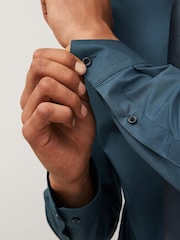 Blue Slim Fit Single Cuff Single Cuff Shirt And Tie Pack - Image 4 of 6