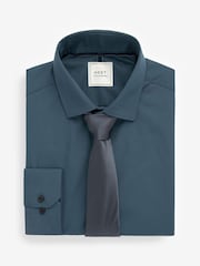 Blue Slim Fit Single Cuff Single Cuff Shirt And Tie Pack - Image 5 of 6