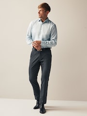 Sage Green Regular Fit Signature Textured Single Cuff Shirt With Trim Detail - Image 2 of 8