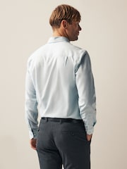 Sage Green Regular Fit Signature Textured Single Cuff Shirt With Trim Detail - Image 3 of 8