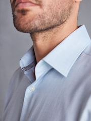Sage Green Regular Fit Signature Textured Single Cuff Shirt With Trim Detail - Image 5 of 8
