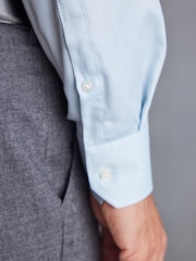 Sage Green Regular Fit Signature Textured Single Cuff Shirt With Trim Detail - Image 8 of 8