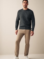 Charcoal Grey Regular Cable Crew Neck Jumper - Image 2 of 7