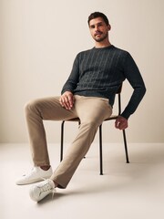 Charcoal Grey Regular Cable Crew Neck Jumper - Image 3 of 7