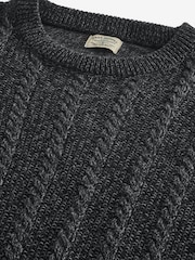 Charcoal Grey Regular Cable Crew Neck Jumper - Image 6 of 7