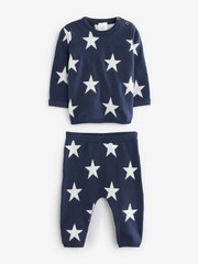 Navy Blue Star Knitted Baby 2 Piece Set (0mths-2yrs) - Image 4 of 6
