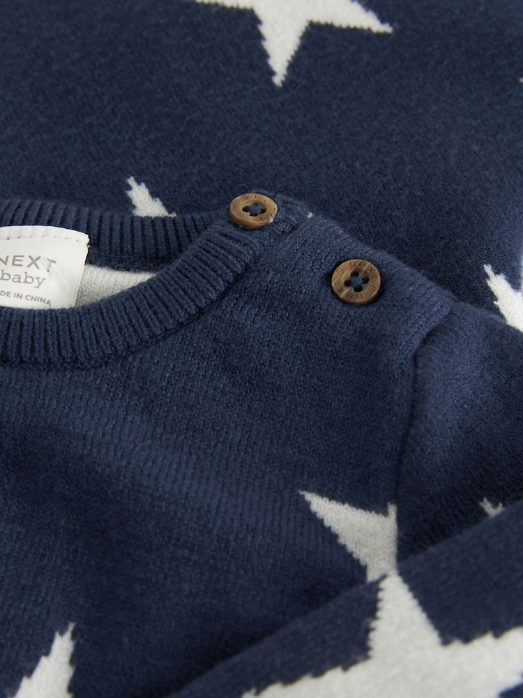 Navy Blue Star Knitted Baby 2 Piece Set (0mths-2yrs) - Image 6 of 6