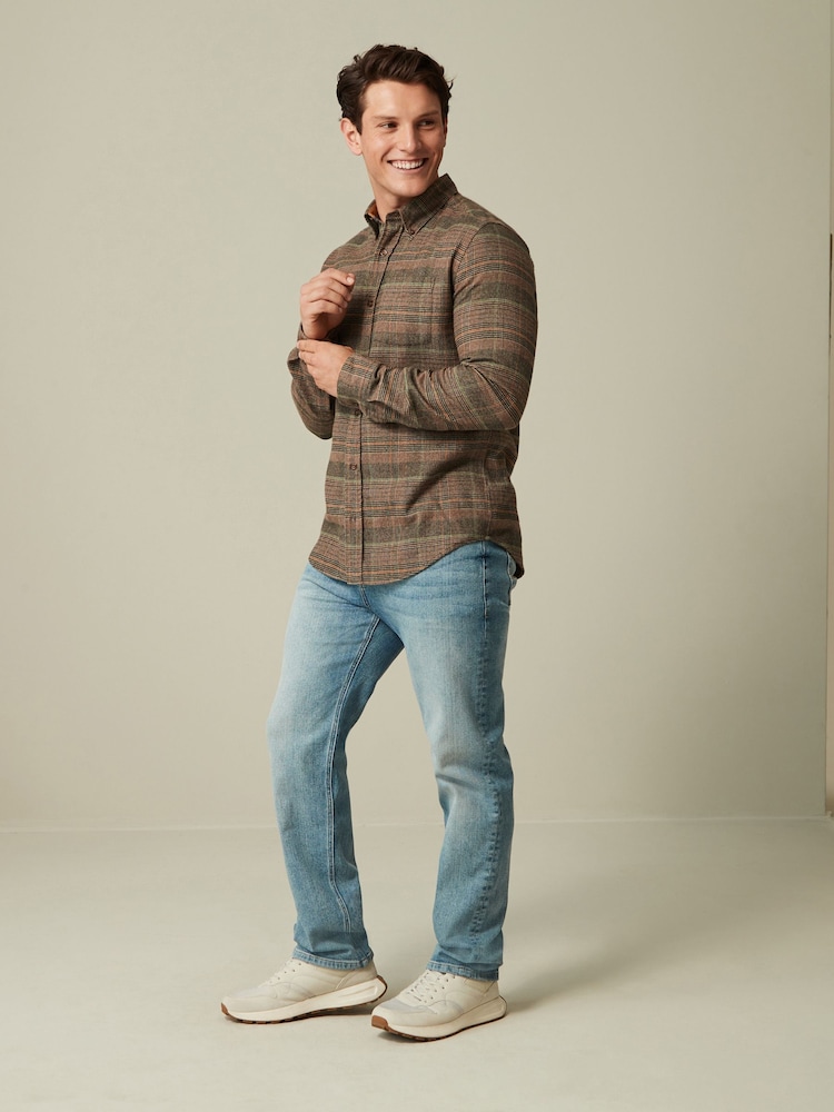Light Brown Check Long Sleeve Shirt - Image 2 of 8 Light Brown Check Long Sleeve Shirt - Image 2 of 8