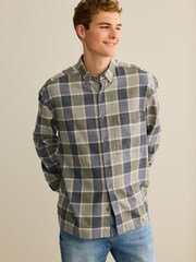 Green/Grey Relaxed Fit Check Long Sleeve Shirt - Image 1 of 8