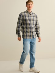Green/Grey Relaxed Fit Check Long Sleeve Shirt - Image 2 of 8