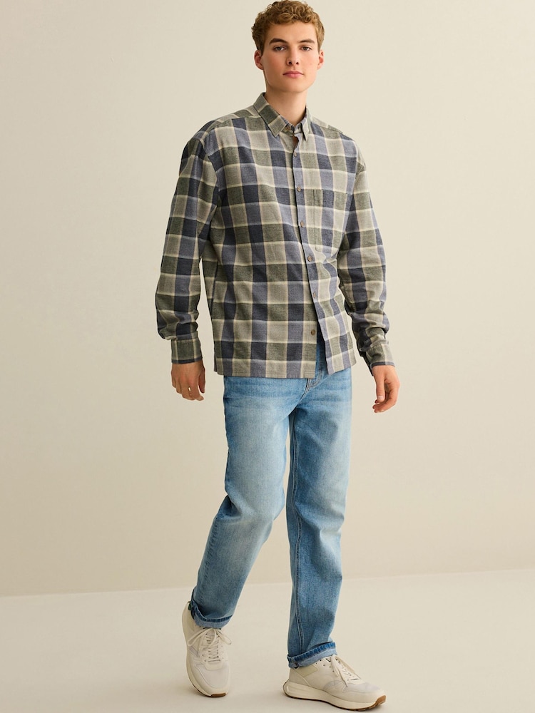 Green/Grey Relaxed Fit Check Long Sleeve Shirt - Image 2 of 8