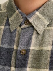 Green/Grey Relaxed Fit Check Long Sleeve Shirt - Image 4 of 8