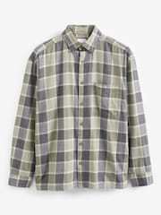 Green/Grey Relaxed Fit Check Long Sleeve Shirt - Image 6 of 8