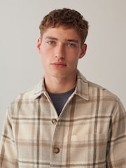 Neutral Check Shacket With Wool - Image 4 of 9