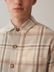Neutral Check Shacket With Wool - Image 5 of 9