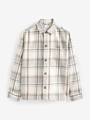 Neutral Check Shacket With Wool - Image 7 of 9