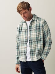 Green/Grey Twill Check Shacket - Image 1 of 9