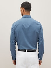 Dusky Blue Slim Fit Easy Iron Button Down Oxford Shirt - Image 2 of 10