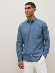 Dusky Blue Slim Fit Easy Iron Button Down Oxford Shirt - Image 3 of 10