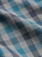 Grey/Blue Gingham Regular Fit Easy Iron Long Sleeve Single Cuff Oxford Shirt - Image 9 of 10