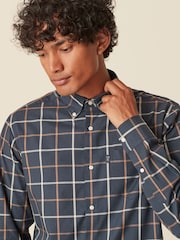 Navy Blue Tattersall Easy Iron Button Down Oxford Shirt - Image 1 of 9