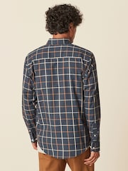 Navy Blue Tattersall Easy Iron Button Down Oxford Shirt - Image 3 of 9