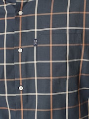 Navy Blue Tattersall Easy Iron Button Down Oxford Shirt - Image 6 of 9