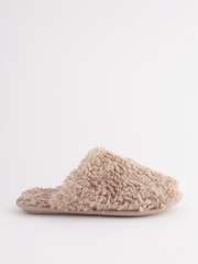 Natural Recycled Faux Fur Cosy Mule Slippers - Image 4 of 7