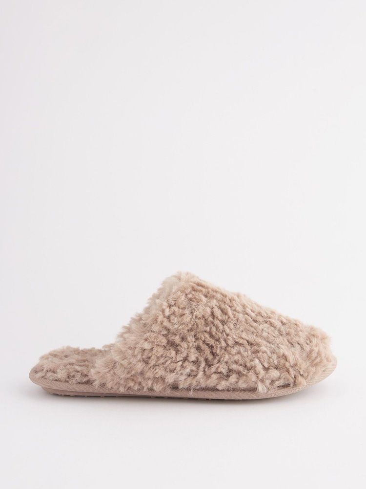 Nature - Chaussons style mules douillets en fausse fourrure - Image 4 of 7