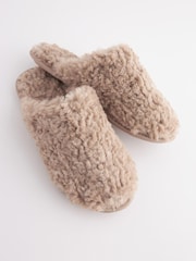 Natural Recycled Faux Fur Cosy Mule Slippers - Image 5 of 7