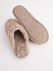 Natural Recycled Faux Fur Cosy Mule Slippers - Image 6 of 7