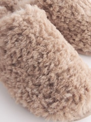 Natural Recycled Faux Fur Cosy Mule Slippers - Image 7 of 7