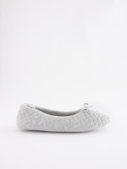 Grey Quilted Ballet Slippers - Image 3 of 7