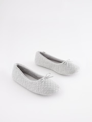 Grey Quilted Ballet Slippers - Image 4 of 7