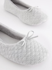 Grey Quilted Ballet Slippers - Image 5 of 7