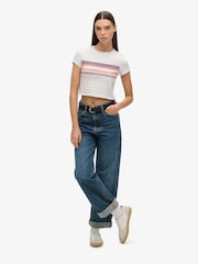 Superdry Grey Vintage Stripe Crop T-Shirt - Image 2 of 7