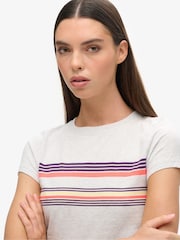 Superdry Grey Vintage Stripe Crop T-Shirt - Image 3 of 7
