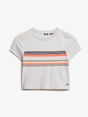 Superdry Grey Vintage Stripe Crop T-Shirt - Image 5 of 7