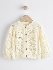 White Bobble Knit Baby Cardigan (0mths-2yrs) - Image 1 of 6