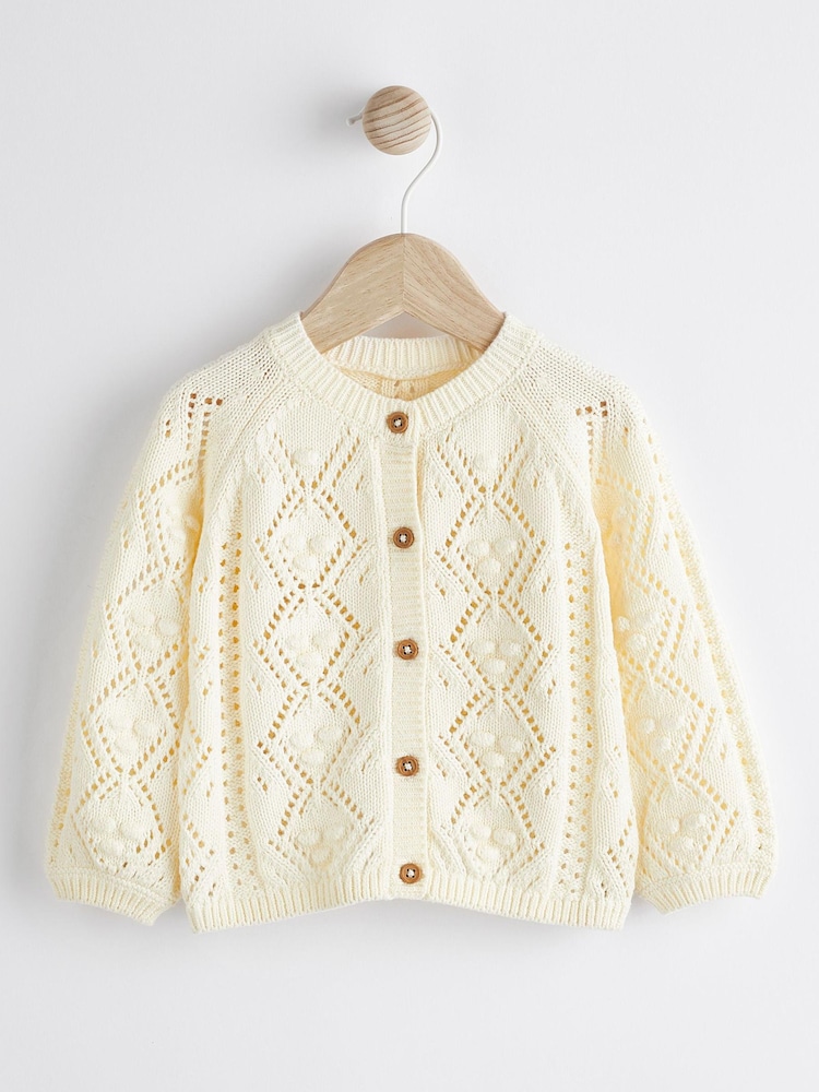 White Bobble Knit Baby Cardigan (0mths-2yrs) - Image 1 of 6
