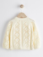 White Bobble Knit Baby Cardigan (0mths-2yrs) - Image 2 of 6