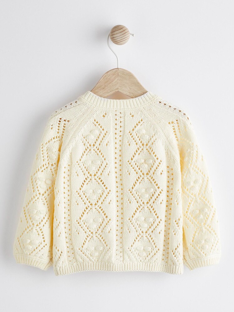 White Bobble Knit Baby Cardigan (0mths-2yrs) - Image 2 of 6