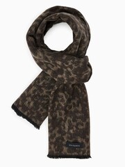 AllSaints Brown Woven leopard Print Scarf - Image 1 of 4