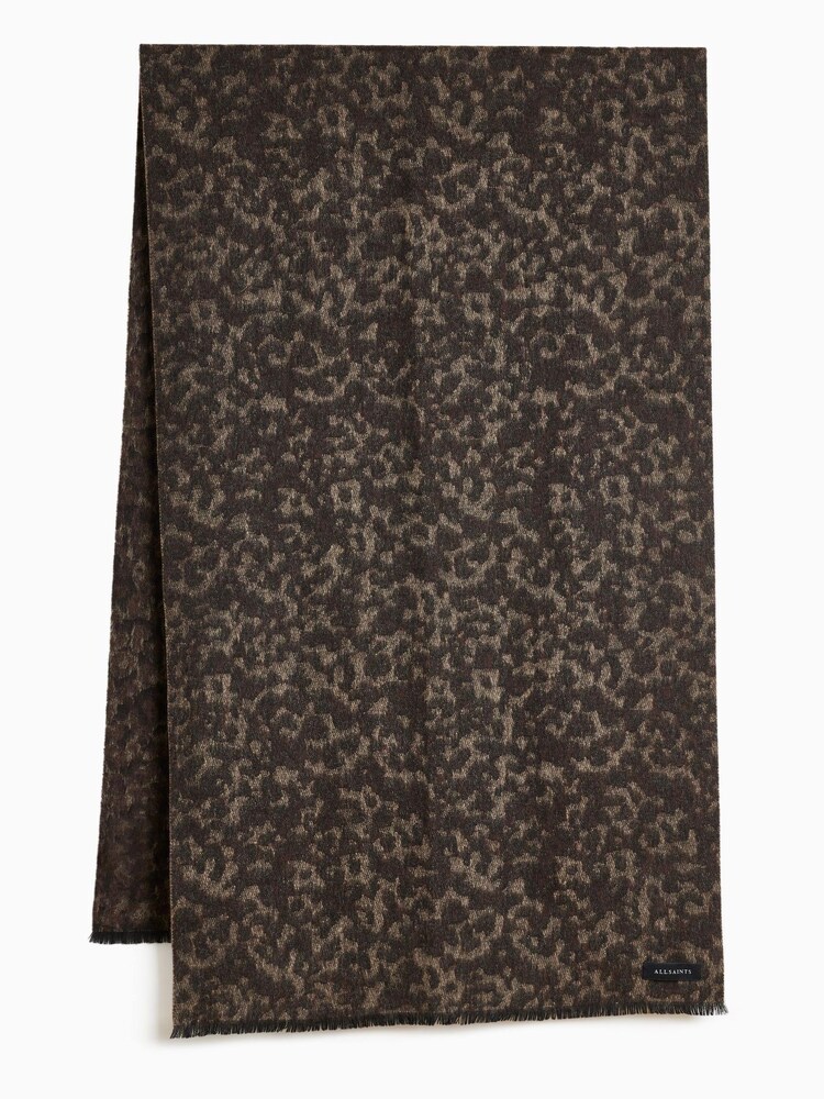 AllSaints Brown Woven leopard Print Scarf - Image 2 of 4