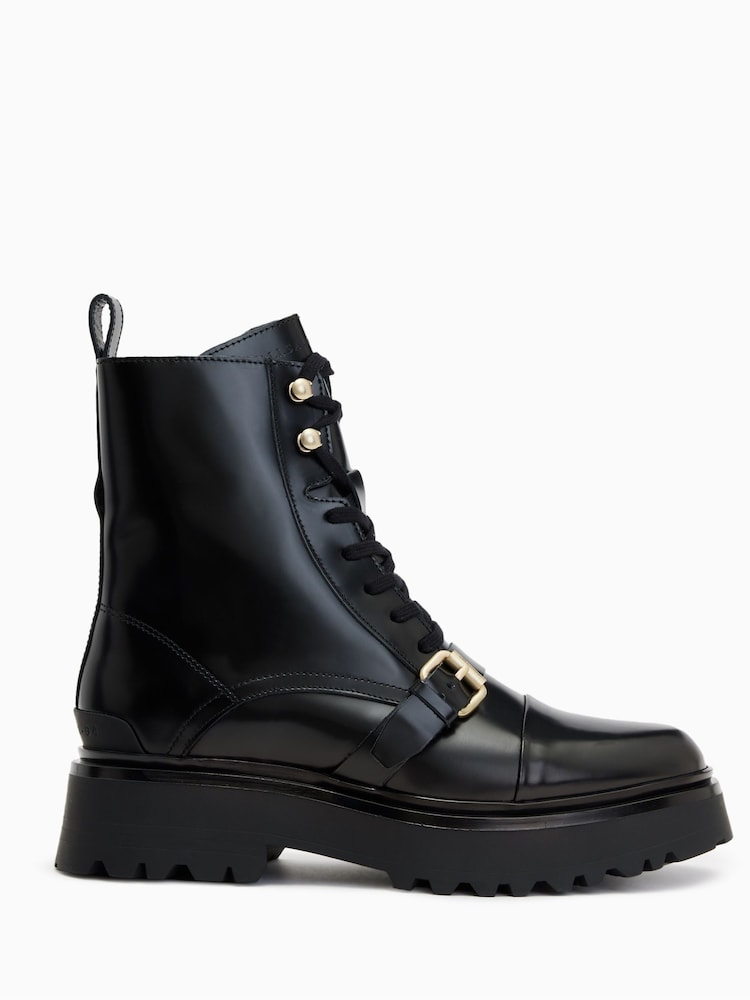 AllSaints Black Stellar Boat Boots - Image 1 of 7 AllSaints Black Stellar Boat Boots - Image 1 of 7