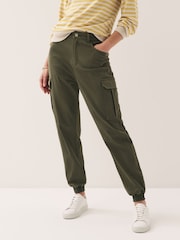 Khaki Green Jersey Denim Cargo Joggers - Image 3 of 6