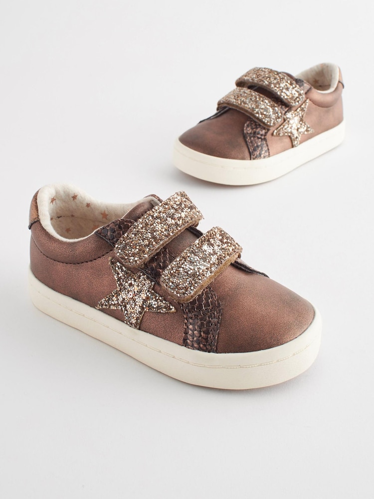 Bronze Brown Standard Fit (F) Glitter Star Trainers - Image 1 of 6